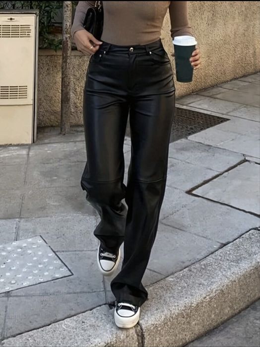 Дамски кожен панталон -Нов