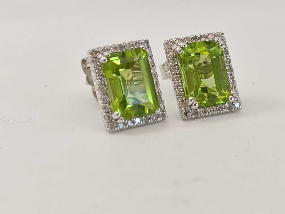 Cercei 14k cu peridot si diamante okazie!