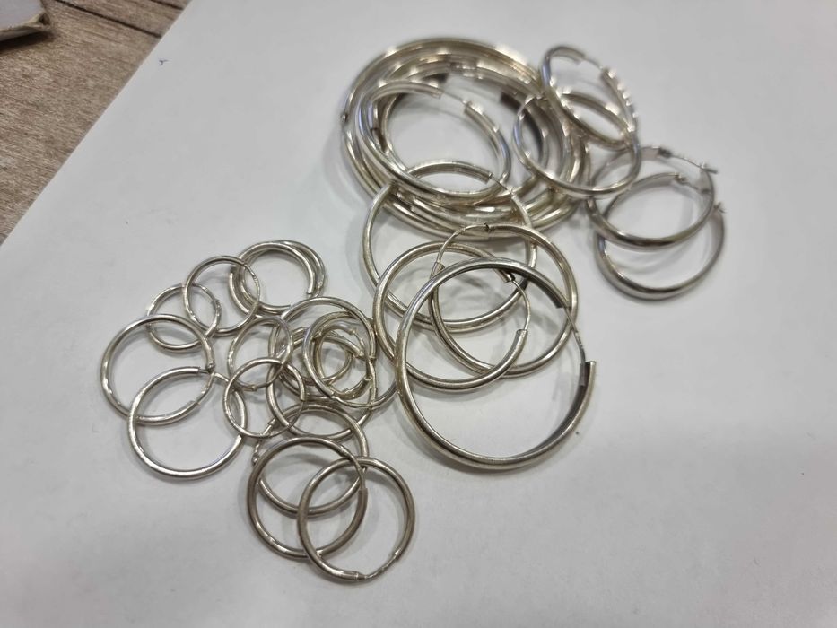 Сребърни обеци, хълки различни размери