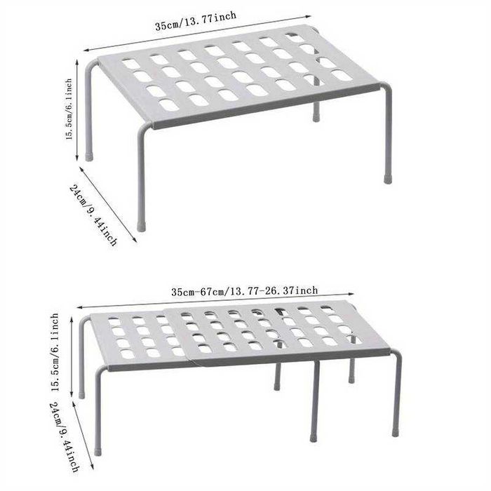 Разтягащ се рафт органайзер за чинии, чаши, обувки и др.