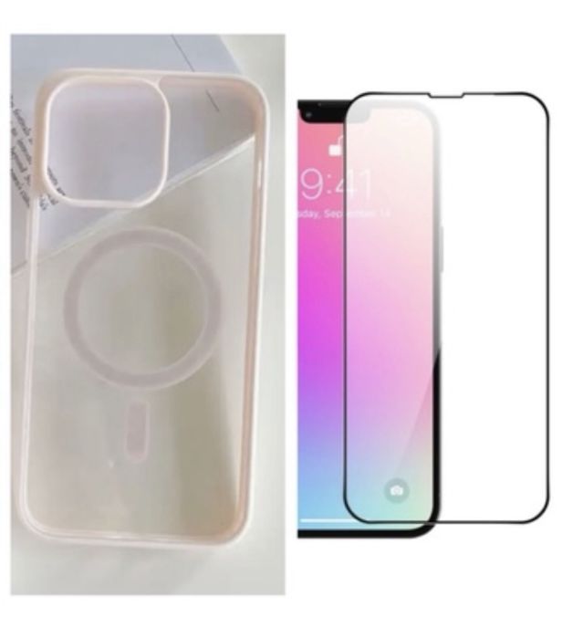 Husa Compact Magsafe + Folie Sticla Iphone 14/15/16E/16/PRO/MAX/PLUS