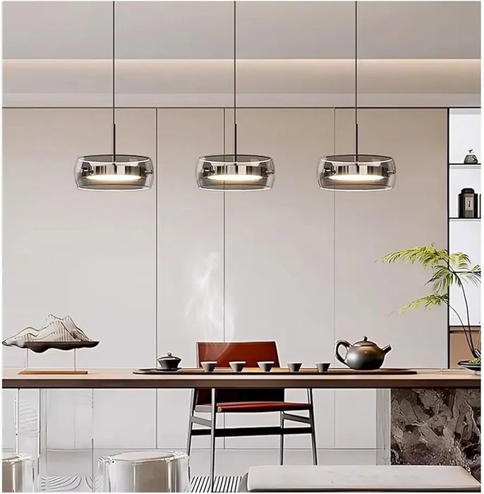 Черна висяща лампа с 3 кристални глави и LED 3000-6000К дистанционно