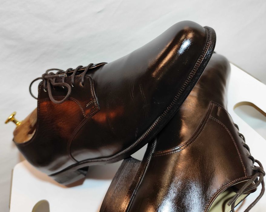 Pantofi derby 42.5 43 plain toe Vibram piele naturala maro