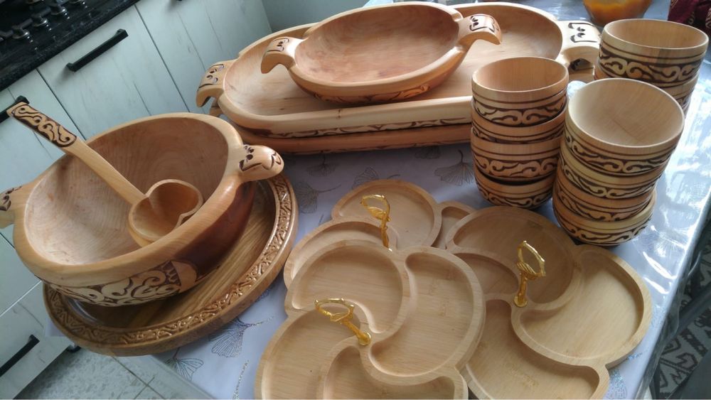 Аренда национальной деревянной посуды , қазақи нақыштағы ыдыстар