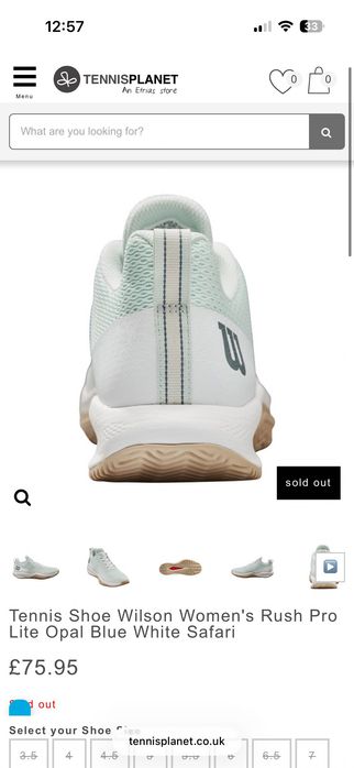 Нови дамски тенис обувки 38,5 Wilson Women's Rush Pro