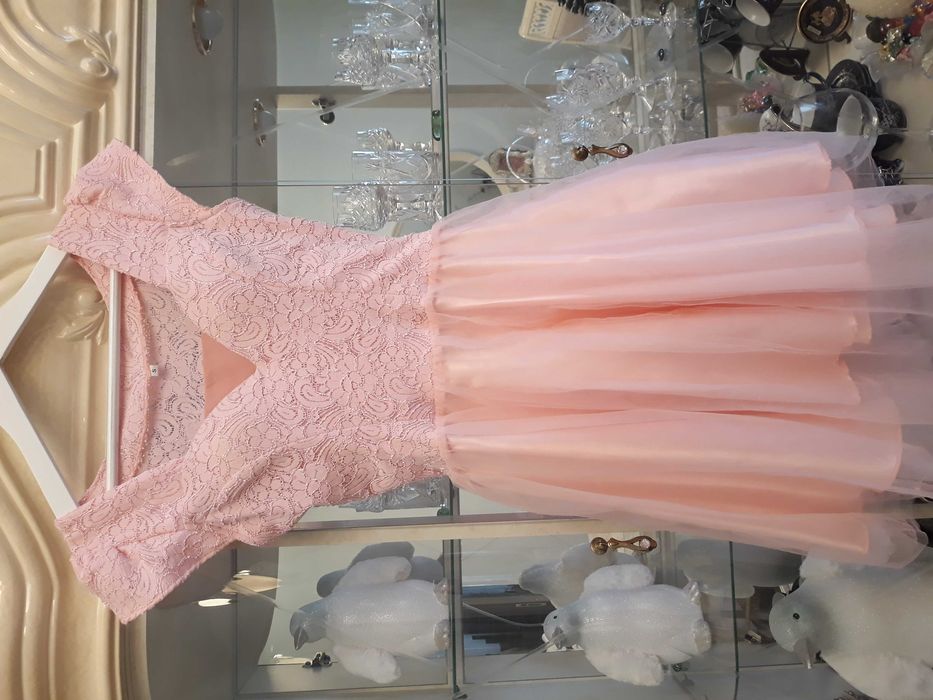 Rochie de vara scurta tulle noua roz babydoll S