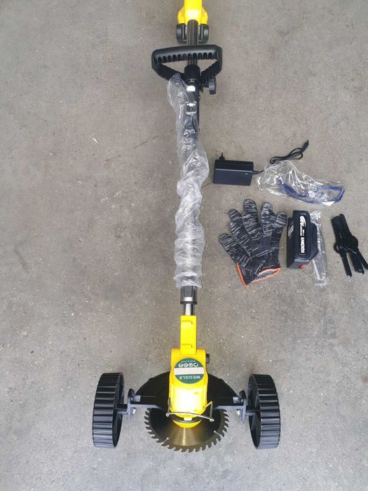 Акумулаторен тример с колела Косачка за трева с  батерия и зарядно