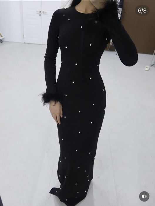 Черное макси платье