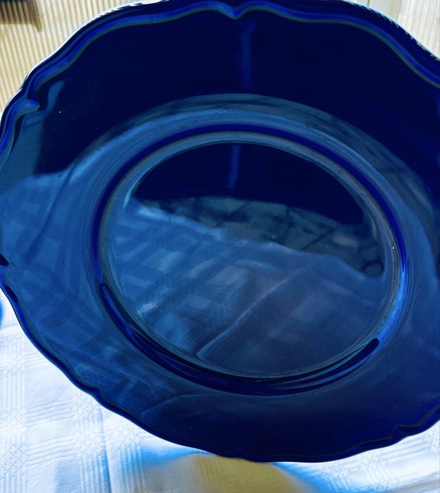 Големи стъклени кобалтови чинии-плата Este C.E. Италия