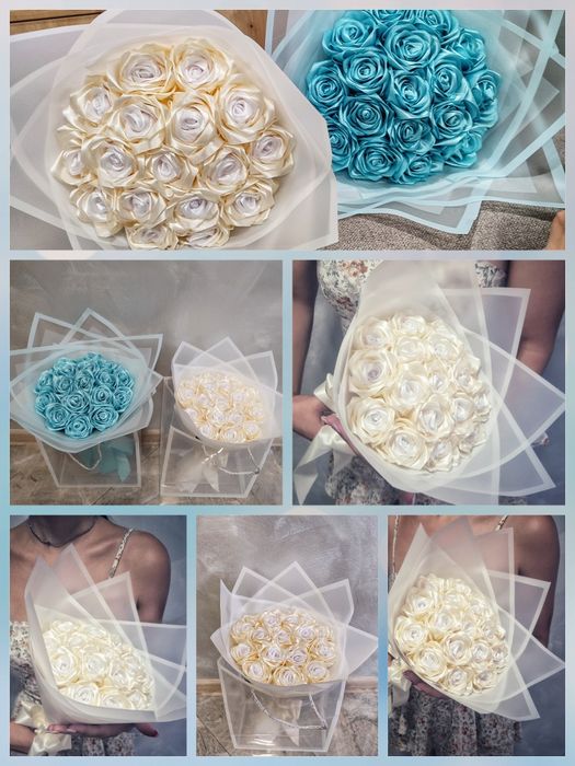 Букети от сатенени рози