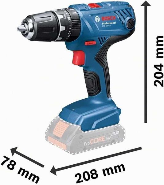 Акумулаторен Ударен Винтоверт Bosch GSB 18V-21 PROFESSIONAL, 18 V, 55 Nm,  Без Батерия и Зарядно, 2 Години Гаранция, Нов