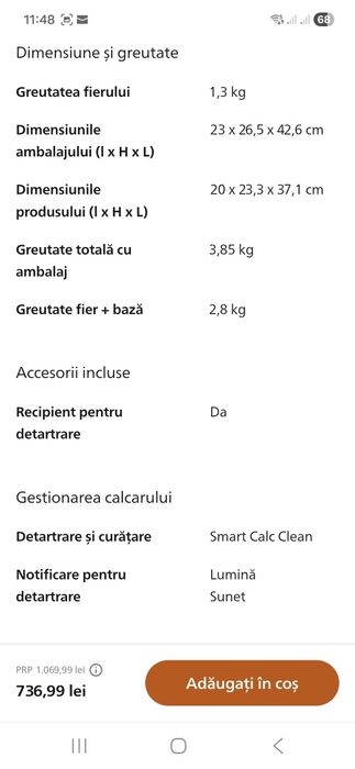 Statie de calcat Philips Perfect  Compact Plus Care