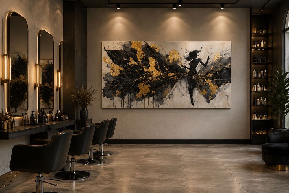 Tablou canvas Dansul, siluetă dansatoare negru și auriu, 80×45 - 140×78 cm