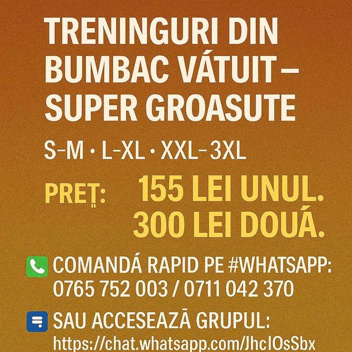 Treninguri din bumbac vătuit – super groase și călduroase!