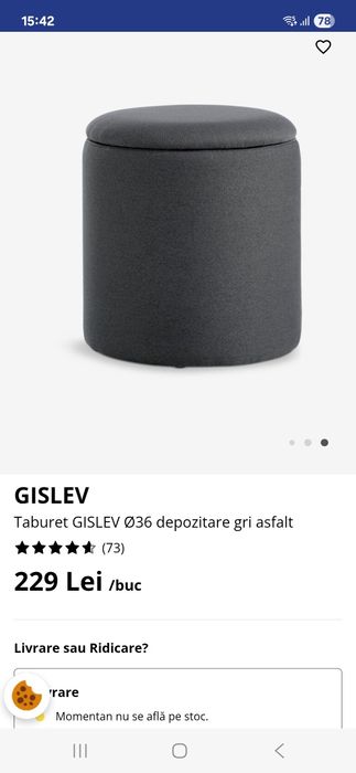 Taburet cu depozitare gri