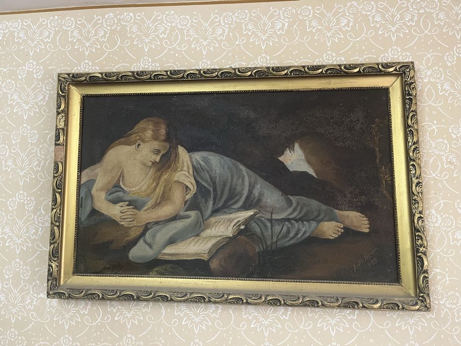 Tablou cu Maria Magdalena in pestera realizat de Katty Kițescu