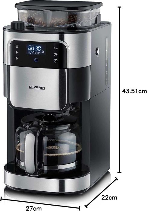 Кафемашина Severin KA 4813, с мелачка, 10 чаши, 1000 W