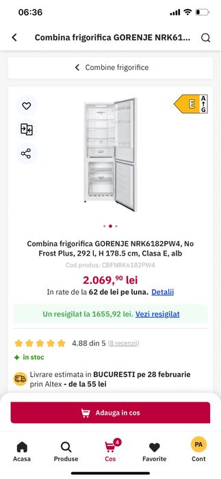 Combina frigorifica Gorenge No Frost plus(in garantie)