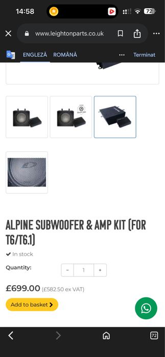 Subwoofer Amplificator Alpine EXA-21MT010 Adventure Series Amp Alpine PDA-S210T6 Stare foarte buna Volkswagen T5 T6