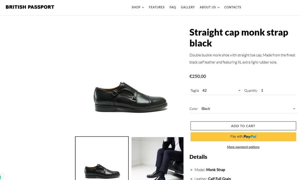 Pantofi double monk 40.5 41 de lux British Passport piele naturala