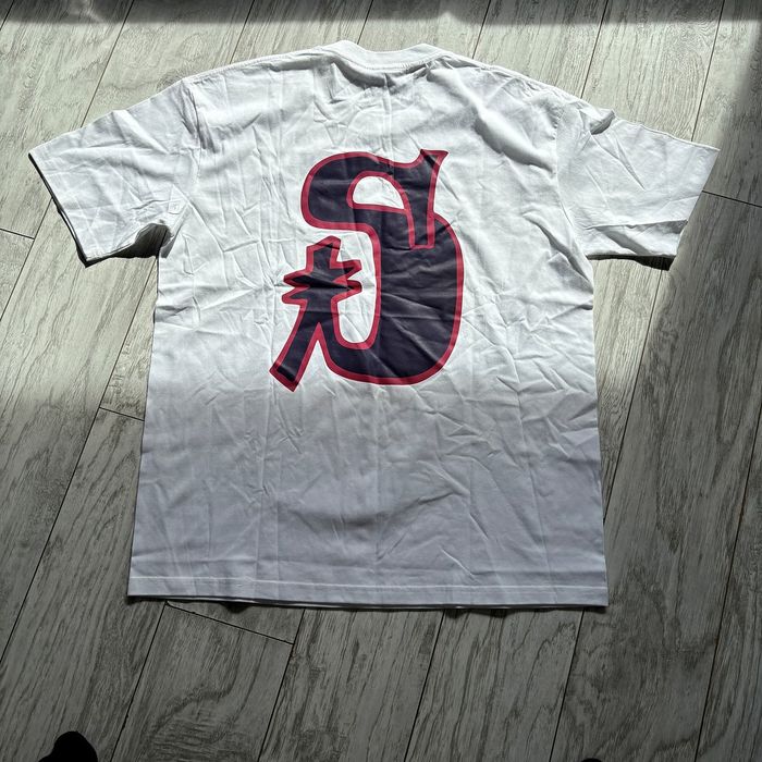 Stussy бяла тениска с голямо S на гърба и лого XL нова