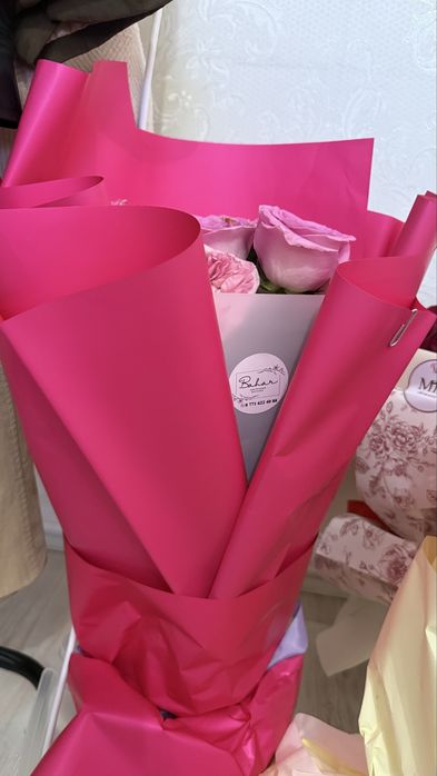 Цветы розовые 15шт