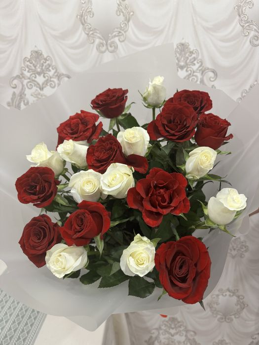 Балғын раушан гүлдері, ұзындығы 1 метр, 21шт