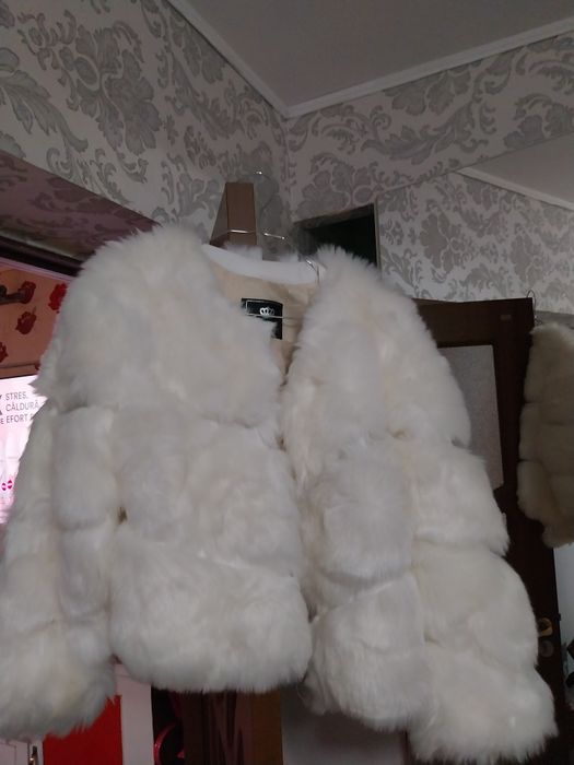 Geaca de blana alba de dama marime L