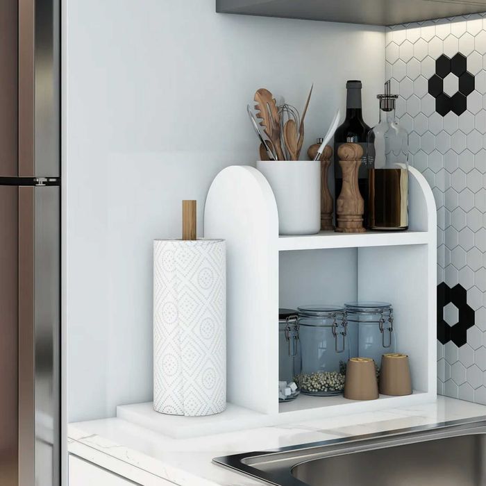 Многофункционален кухненски рафт от дърво,органайзер за плот