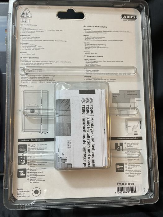 Lacat suplimentar Abus FTS96 alb cu 2 chei pentru ferestre si usi Protectie 10/10