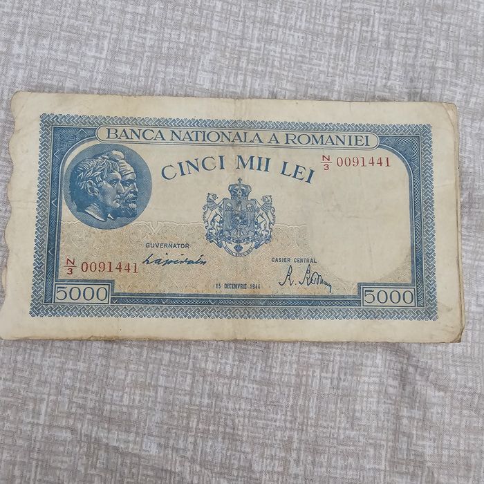 Lot 7 Bancnote Vechi România - 5000 Lei 1943 Traian și Decebal