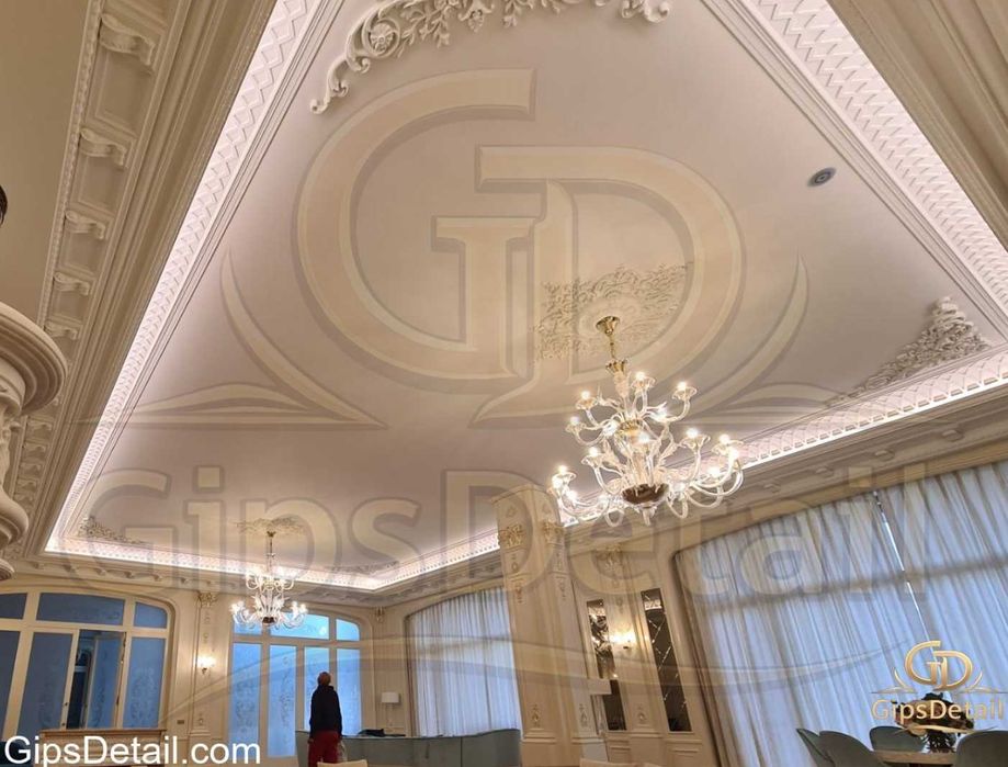 Гипсови орнаменти - корнизи, скрито осветление