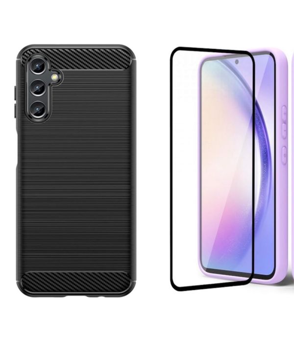 Samsung A34/A54/A35/A55/S24 FE Husa Carbon Striat + Folie Sticla 6D