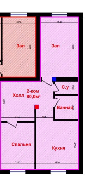 Сквозная  квартира 2 комн 1 этаж