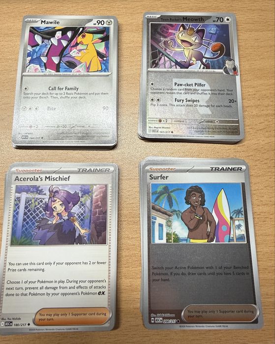 Lot de 206 cărți (fără dubluri) Pokémon TCG din setul Ascended Heroes (ENG),+ 24 cărți Energy, toate în stare foarte bună (Near Mint).