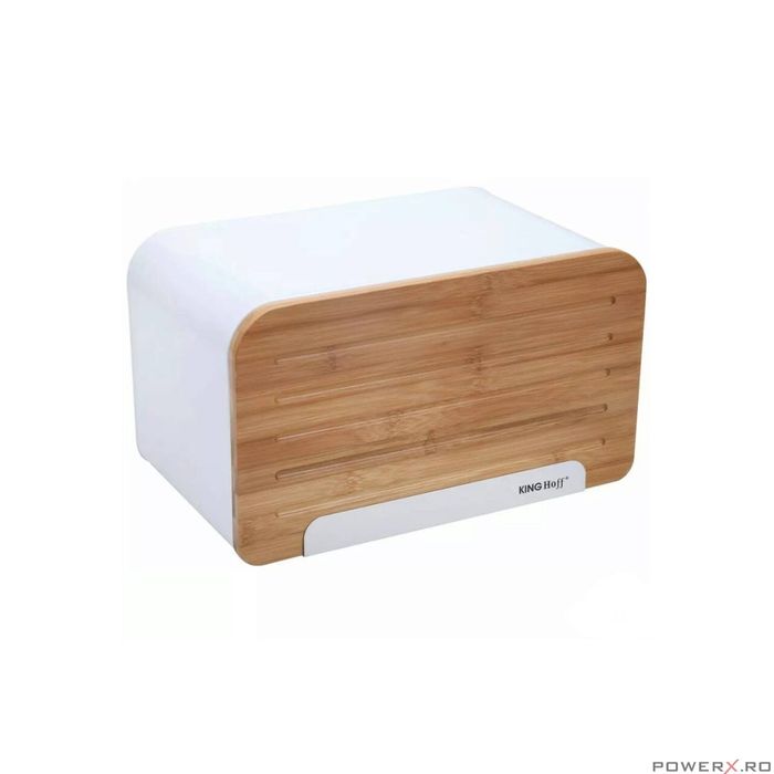 Cutie pentru paine, din oțel-bambus, alb, KingHoff