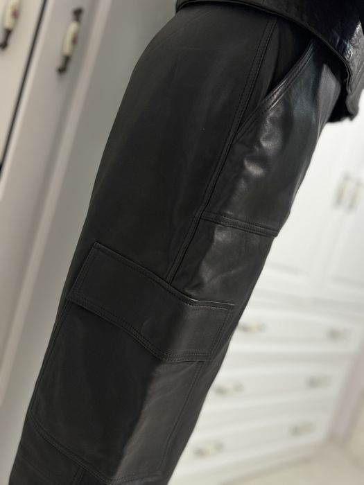 Pantaloni cargo piele naturala Vero Moda