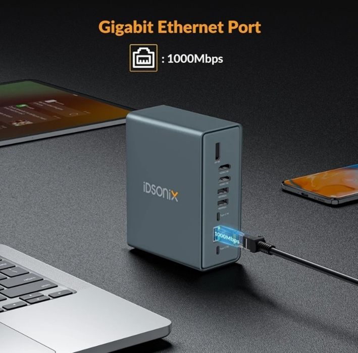 IDSonix TYPE-C, 15 in 1, docking station, sigilat