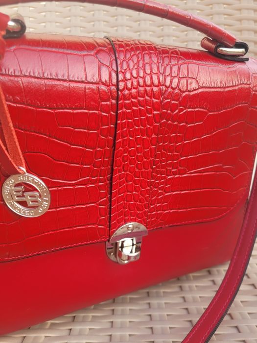 Geantă Enzo Bertini ,piele naturala, roșie