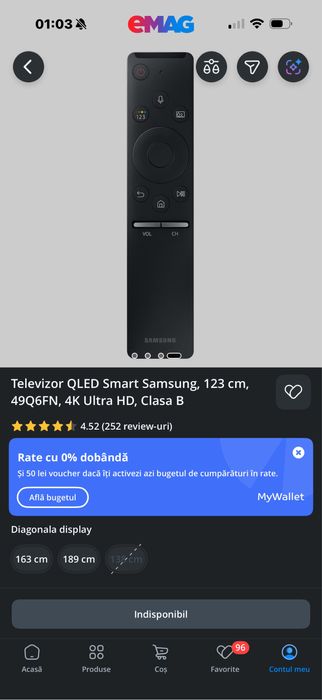 Vand tv samsung 123cm