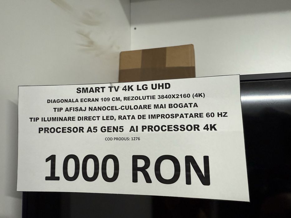Smart TV LG 4K NanoCel 109cm Garantie si Bon Fiscal , AMANET NO LIMIT.