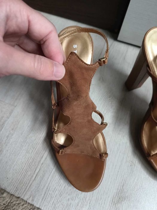 Sandale STEFANEL Brown  camel leather suede high heels sandals Nr.39