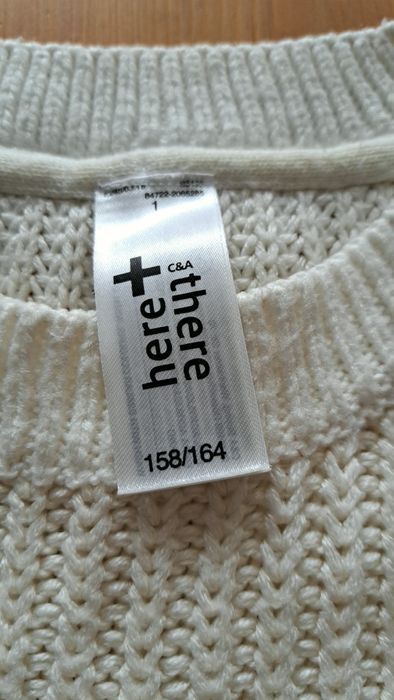 Pulover alb cu galben, C&A, 158-164