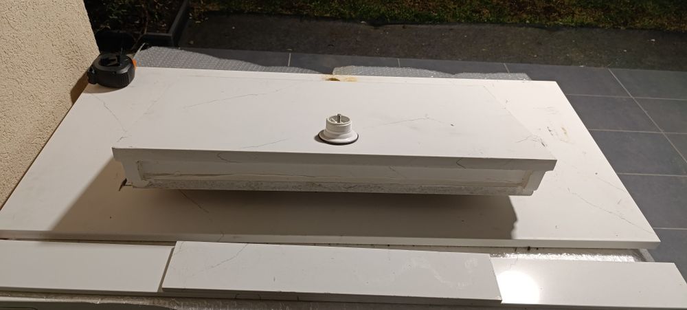 Chiuveta quartz, cu blat, pentru baza lavoar 100 cm
