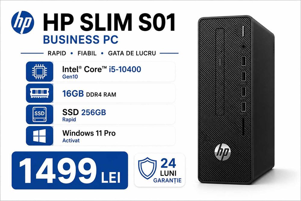 HP Slim S01 i5 Gen10 16GB SSD Win11 Pro Business PC Garantie 2 ani