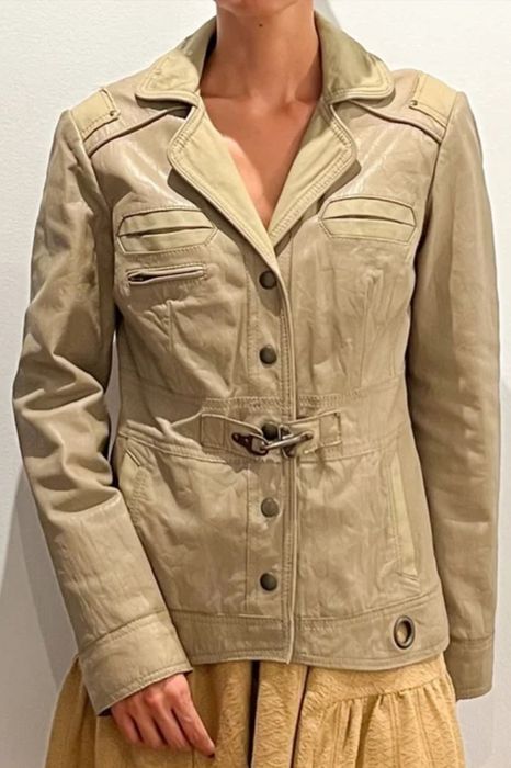 Jachetă MNG (Mango) din Piele Naturală – Stil Military/Safari (Mărimea
