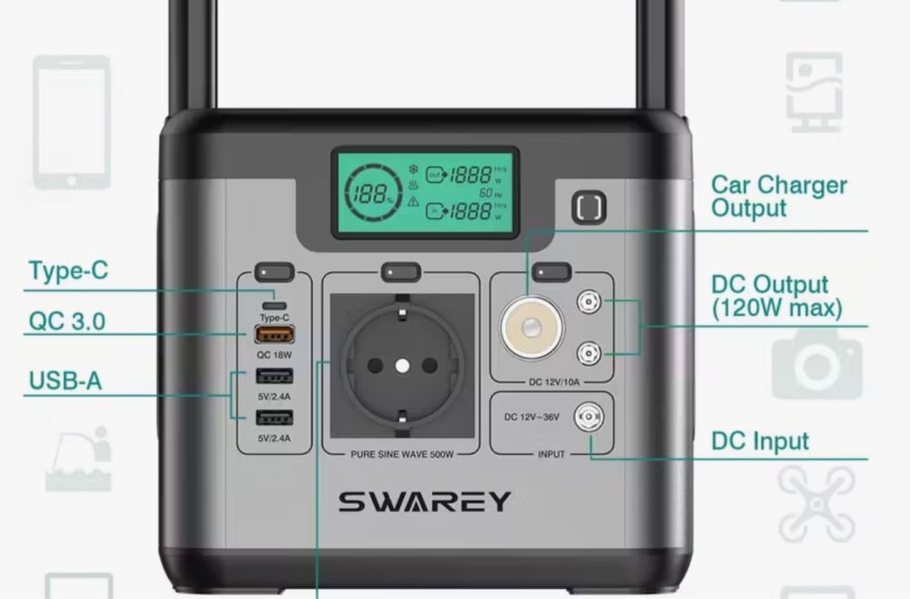 ПОСЛЕДНА 500W соларна станция, генератор, електроцентрала -518Wh бат.