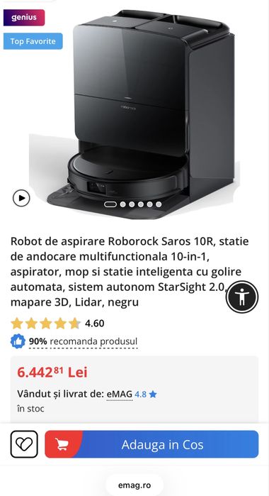 Robot Aspirator Roborock Saros 10R , Nou , Sigilat