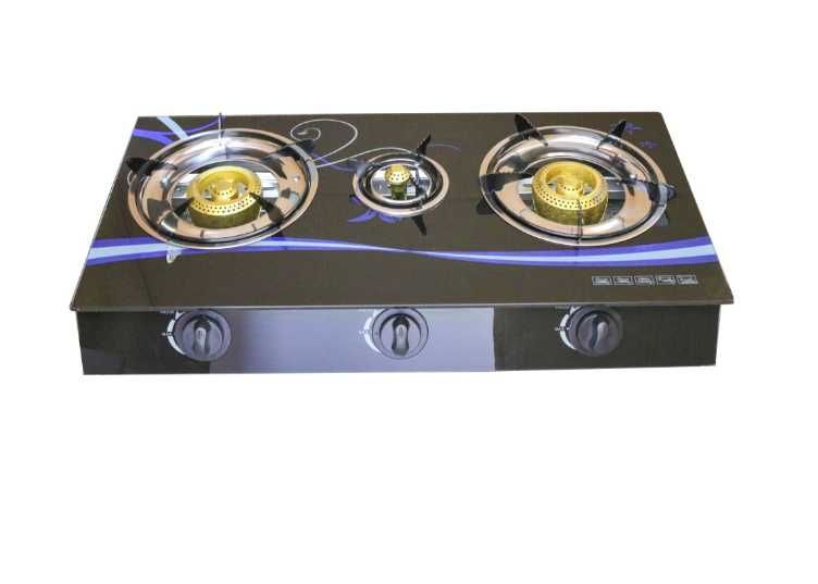 Aragaz 3 Ochiuri, Panou Sticla, Plita Gaz Butelie, Piezo-Electric