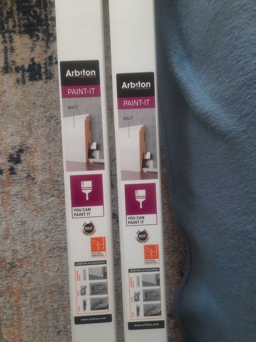 2 бр. МДФ перваз с кабелен канал Arbiton Paint It MDF 80×15мм, 2.42м